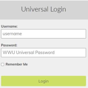 WWU universal login screen